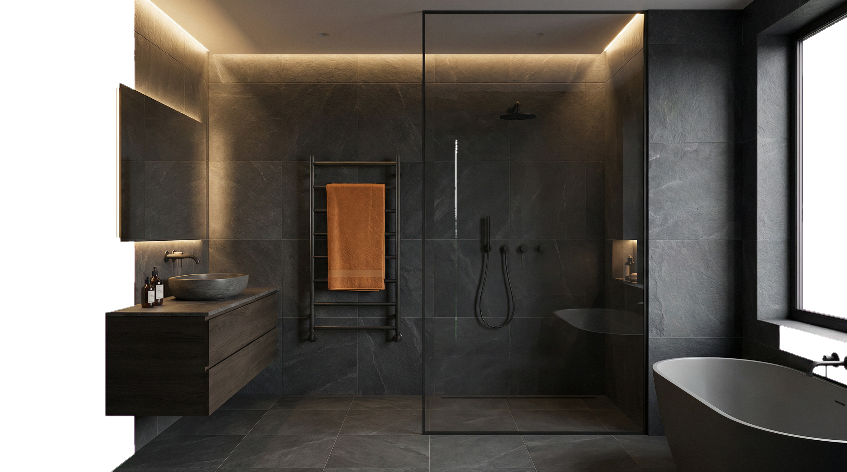 Salle de bain moderne rénovée par Vidal Concept